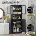thumbnail image 6 of Giantex 64.5" Tall Bathroom Storage Cabinet, Freestanding Linen Cabinet, Kitchen Pantry Cabinet, Black, 6 of 9