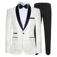 thumbnail image 1 of Traje de esmoquin jacquard para hombre, corte entallado, de dos piezas, para boda, fiesta y graduación, s202412241253, 1 of 5