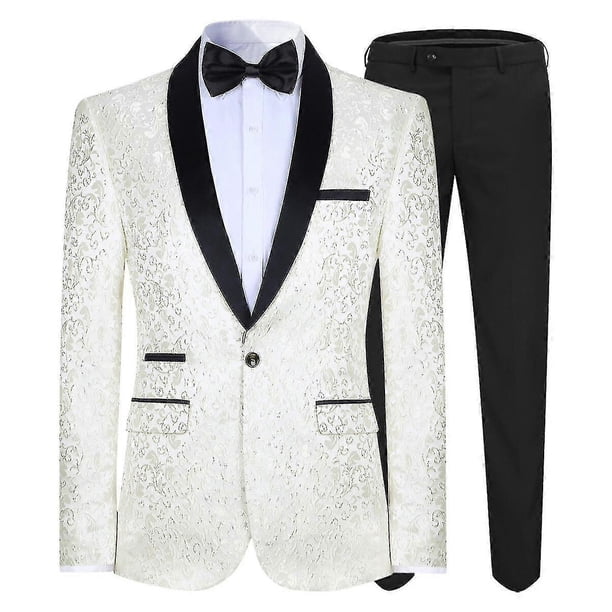 Traje de esmoquin jacquard para hombre, corte entallado, de dos piezas, para boda, fiesta y graduación, s202412241253