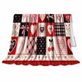 thumbnail image 2 of Romantic Patchwork Hearts On Sofa With Pumpkins Cozy Rustic Flannel Blanket For Women Valentine's Day Gift Soft Home Decor In Living Room Bedroom, 2 of 9