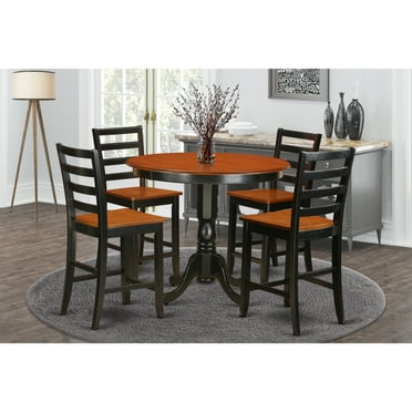 East West Furniture Trenton 5-piece Wood Kitchen Set in Black/Cherry