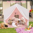 thumbnail image 4 of Costway Kid's Play Tent Toddler Playhouse Castle Solid Wood Frame with Washable Mat Pink Pink, 4 of 10