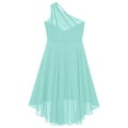 thumbnail image 6 of Manyakai One Shoulder Chiffon Flower Girl Dress Junior Kids Wedding Bridesmaid Gown Formal Party Mint Green 16, 6 of 7