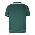 thumbnail image 5 of Mens Polo Sweater with Short Sleeve Shirts Vintage Textured Striped Button Down Knitted Golf Shirts with Pocket Size 3XL Green, 5 of 6