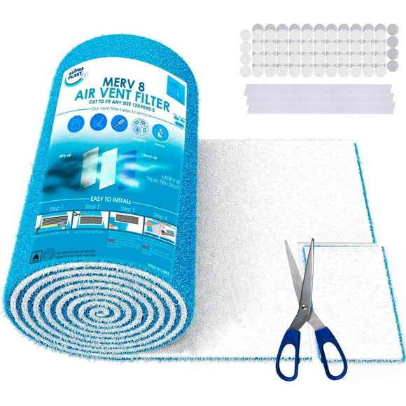 shiyou-MERV 8 Electrostatic Air Vent Filters - 12" x 90" Triple Filtration Cut to Fit (>50 filters) Roll, Air Vent for Floor, Registers, Grilles, Ceiling, Wall HVAC Furnace, Filter Roll with Adhesive