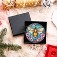 thumbnail image 6 of Funny Christmas Ornament,Bee in Pink Flower Surroundings,Xmas Round Ceramic Pendant, 6 of 6