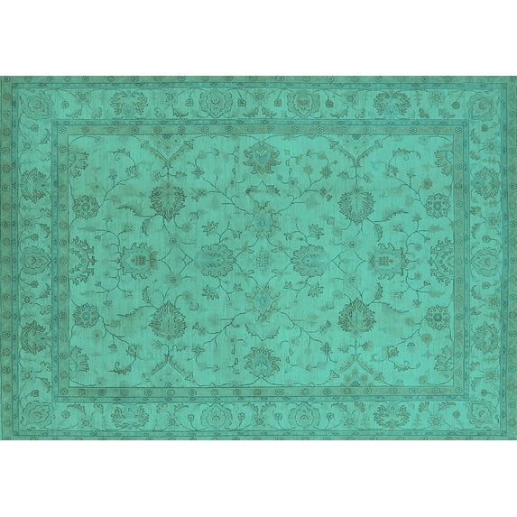 Ahgly Company Indoor Rectangle Oriental Turquoise Blue Traditional Area Rugs, 6' x 9'
