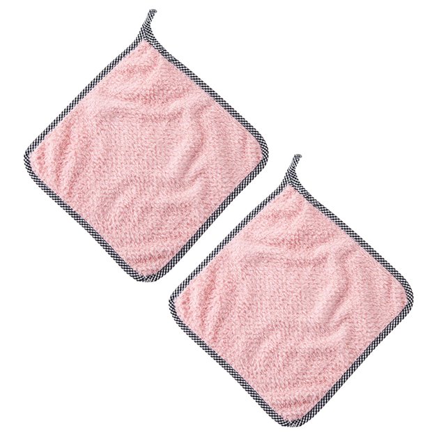 Oleegame 2PC Ten Dollar Items Non-stick Oil Hand Towel Rags Can Be Hung Rags Kitchen Rags Lazy Rags Pink