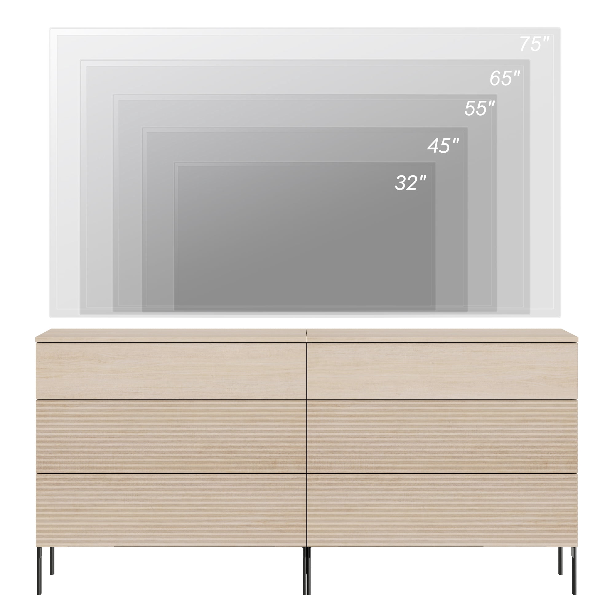 3 Drawer Reeded Dresser for Bedroom Set of 2, Minimalist Modern Chest of Drawers, Wood Storage 6 Drawer Dresser Organizer for Bedroom Living Room Hallway Closet