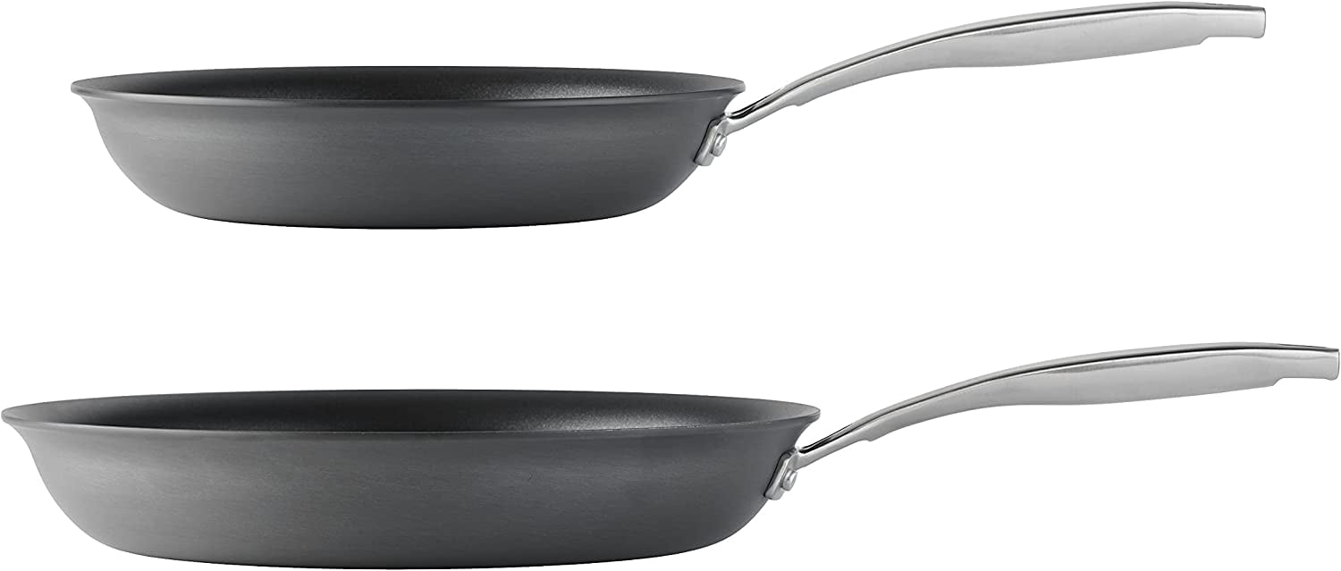 OnyxPro Hard Anodized Non Stick 2-Pack Frying Pans, 10 and 12-Inch Skillet Set with Reinforced Nonstick Coating, Oven Safe