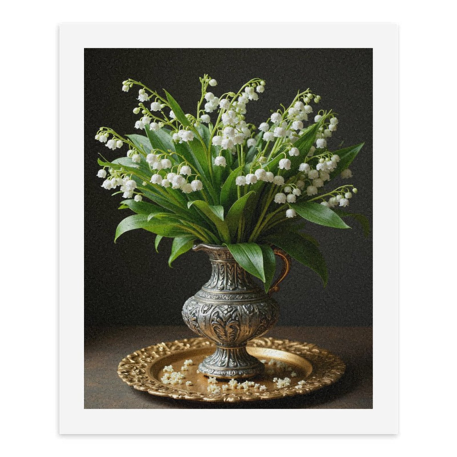 Paint by Numbers Kit for Adults, Lily Of The Valley In Silver Vase Paint by Numbers, Easy Paint by Numbers Kit for Adults Beginner, DIY Adult Paint by Number Kits on Canvas, Home Decor