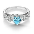 thumbnail image 4 of Gem Stone King 925 Sterling Silver Swiss Blue Topaz Ring for Women (1.38 Cttw, Heart Shape 6MM, Gemstone Birthstone, Available in Size 5, 6, 7, 8, 9), 4 of 6