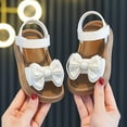 thumbnail image 5 of LIIPEE Girls Boys Sandals Summer Fashion New Open Toe Non- Soft Sole Hook And Loop Strap Bowknot Shoes Kids Casual Beach Sandal,White,7.5-8 Years, 5 of 6