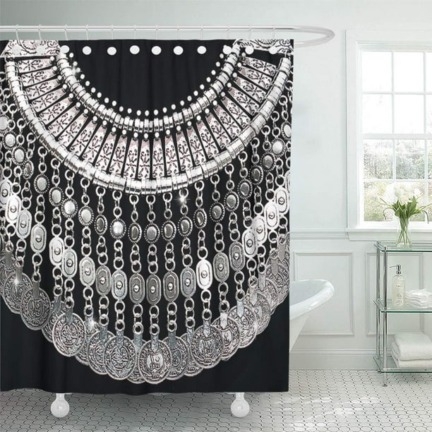 Suttom Sparkle Bling Bohemian Silver, Bling Shower Curtain