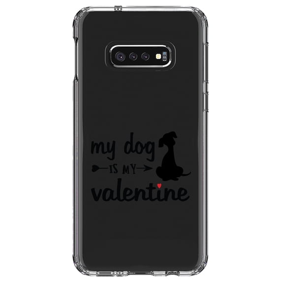 DistinctInk Clear Shockproof Hybrid Case for Samsung Galaxy S10e (5.8" Screen) - TPU Bumper Acrylic Back Tempered Glass Screen Protector - My Dog is My Valentine