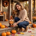 thumbnail image 6 of Gnome Statue With Lighted Pumpkin, Resin Fall Harvest Figurine Lamp For Halloween Garden Patio Home Decoration, 6 of 7
