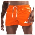 thumbnail image 3 of Mens Swim Trunks Men's Solid Color Casual Beach Board Shorts Sports Quick-Dry Swim Trunks with Drawstring Summer Surfing Bathing Suit Crop Pants for Swimming Travel Saffron XL, 3 of 5