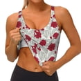 thumbnail image 4 of Naloa Leaves And Anemone Flowers In Red Grey Sports Bras for Women, High Support Bra with Removable Pads, Comfortable - Large, 4 of 9