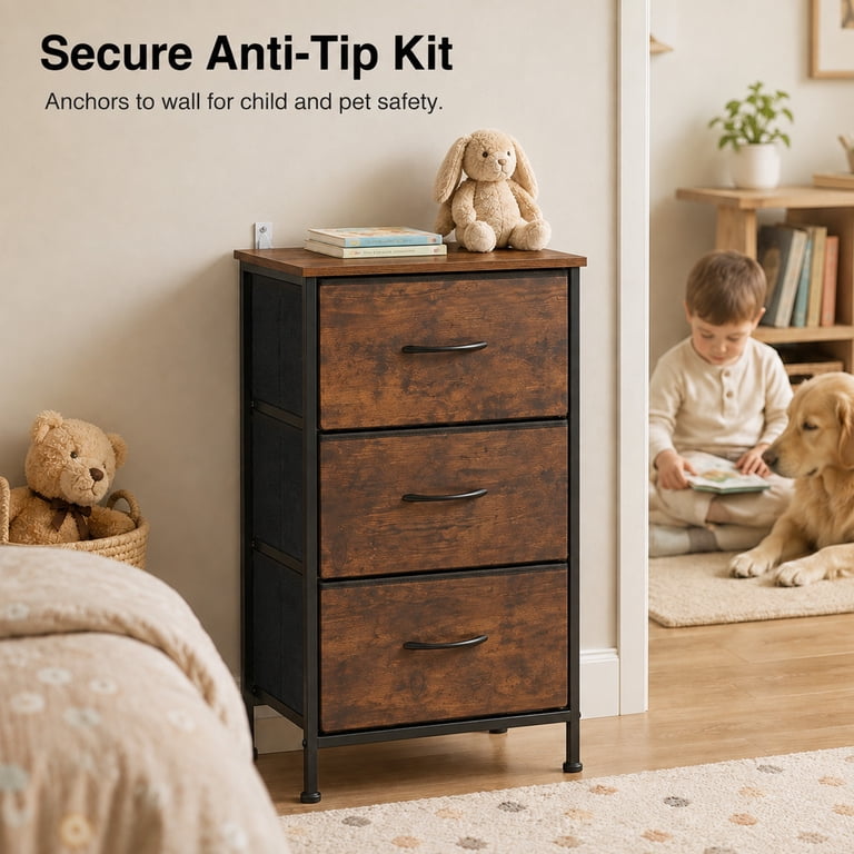 Alvantor 3-Tier Fabric Dresser, Compact Nightstand photo 5