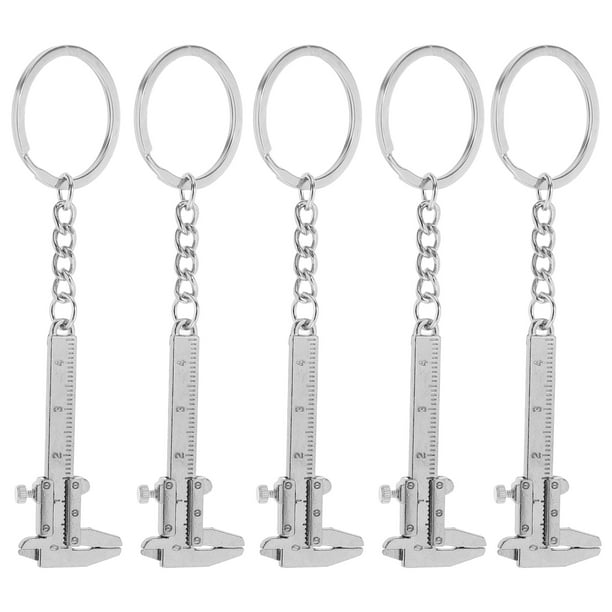 GOOHOCHY Anillos de llave de regla de 5 piezas mochila colgante de calibración pequeña adorna cadena de llave de metal