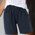 thumbnail image 2 of Charmgo Womens Shorts Clearance, Womens Cotton High Elastic Waist Pleated Ruffle Cute Shorts Beach Flowy Casual Shorts High Waist Drawstring Running Shorts for Women, Capri Pants for Women Dark Blue, 2 of 6