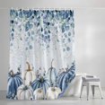 thumbnail image 3 of Shower Curtains for Bathroom, Blue Pumpkin Fall Waterproof Fabric Shower Curtain, Thanksgiving Watercolor Eucalyptus Leaves Decorative Bathroom Curtain for Bathtub, 36"x72", No Hooks Included, 3 of 9