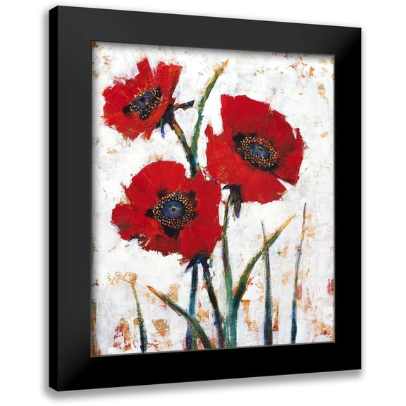 OToole, Tim 12x14 Black Modern Framed Museum Art Print Titled - Red Poppy Fresco I