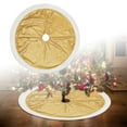 thumbnail image 4 of Festive Christmas Tree Skirt 35.43 Inch - Christmas Tree Collar with Stripes, Sequins & Golden Green Accents, Enchanting Base Decoration for Xmas Tree, Holiday Home Decor(Yellow), 4 of 8