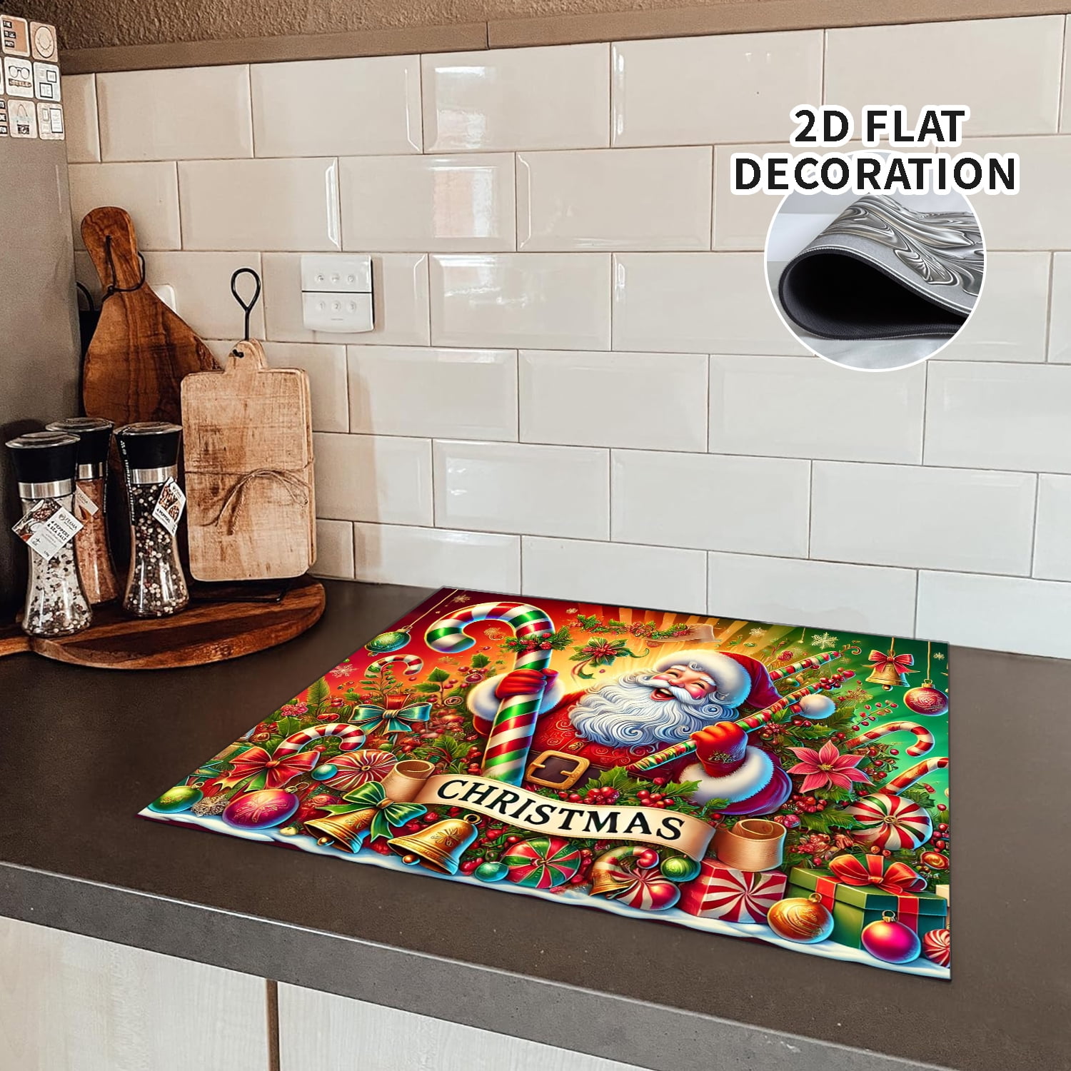 Christmas Stove Cover, Merry Christmas Stove Top Cover for Gas Stove Xmas Red Winter Kitchen Decor Glass Stove Top Pad Heat Resistant Electric Stove Protector Washable Cooktop Oven Mat