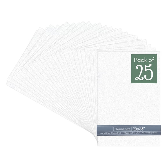 Oyster Shell White 25x38 Uncut Art Mat Board - No Opening - 25 Mats