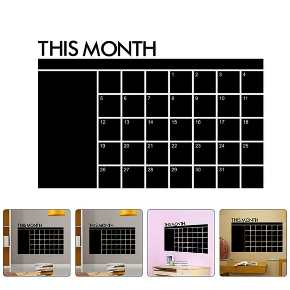 NICEXMAS Erasable Calendar Board for Wall Black PVC 1Set Rectangular Home Use 60X43X0.1in