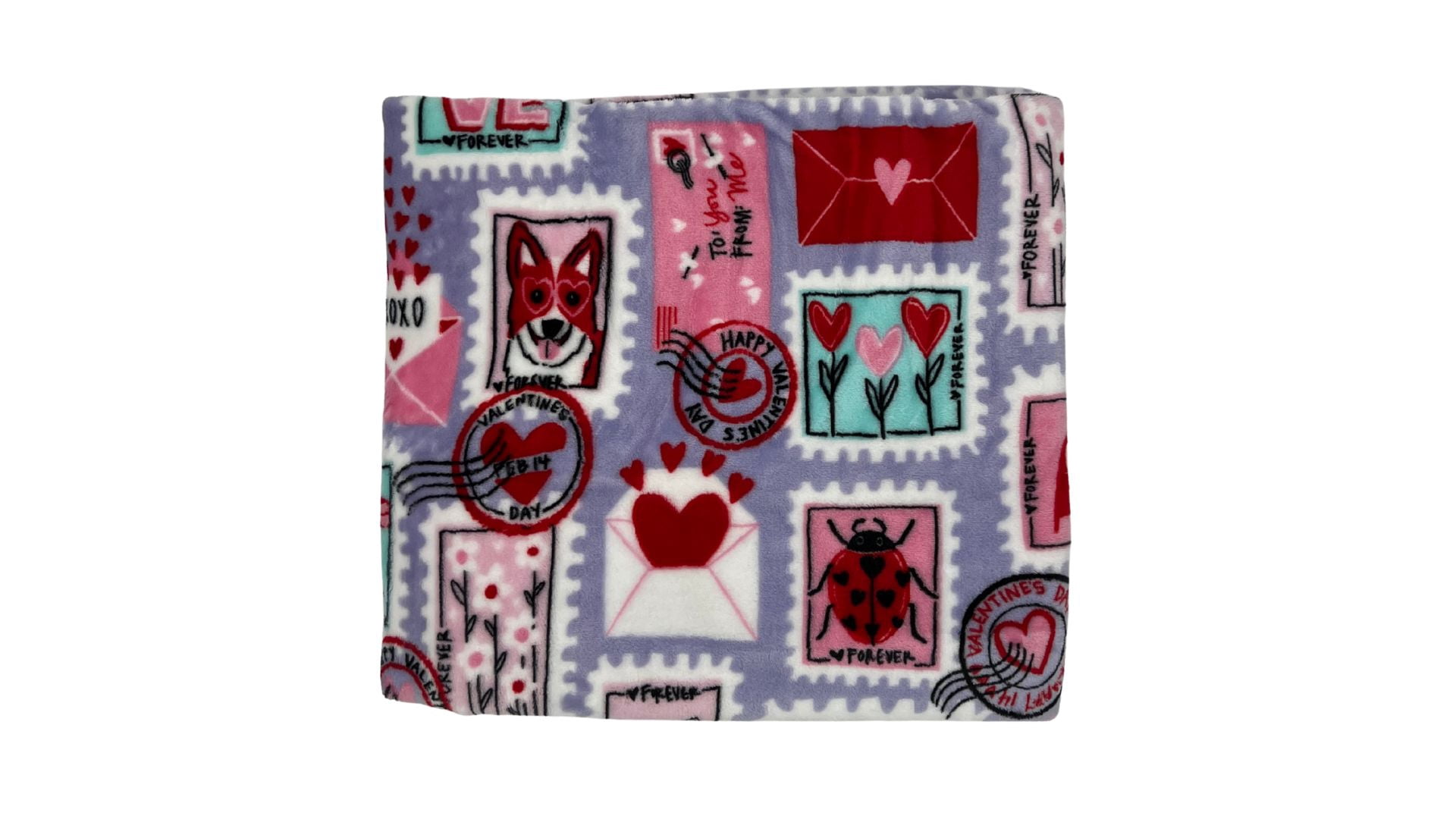 Crafted By Catherine Valentine's Day Plush Throw, Postal Print, Standard Size, All Ages