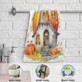 thumbnail image 4 of Dreamtimes Cute Pumpkin House Hand Towels 2 PCS, Ultra Soft and Highly Absorbent, Watercolor Autumn Decorative Fingertip Towel for Home, Bathroom, Kitchen, 28.3"x14.4", 4 of 5