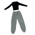 thumbnail image 3 of Ropa femenina a escala 1/6, camisa de manga larga con pantalones, moda de acción Gris y negro, 3 of 9