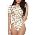 thumbnail image 1 of Balery Cartoon Corgi Body de cuello redondo de manga corta para mujer Tops de manga corta Tops básicos-XX-Large, 1 of 7