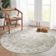 thumbnail image 1 of RUGKING Traditional Retro Round Rug 5ft Foldable Taupe Circle Rugs for Livingroom Bedroom Non-Slip Distressed Area Rug, 1 of 5