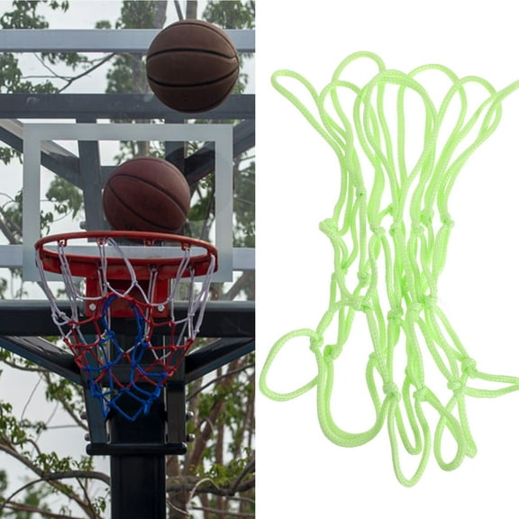 FENGGUIQU Glow-in-the-Dark Basketball Net, Nylon, Green Round Style, 1 Pack for Outdoor & Indoor Hoops
