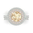 thumbnail image 2 of 2.68 ct Brilliant Round Cut Natural Morganite 18K White/Rose Gold Halo Solitaire with Accents Engagement Bridal Wedding Ring Band Set size 9.75, 2 of 7