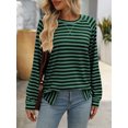 thumbnail image 2 of JYYYBF Women T-shirt Long Sleeve Crew Neck Slit Striped Tops Fall Streetwear for Casual Daily, 2 of 7