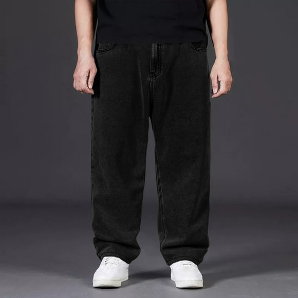 Weiqiqre Pants for Men Loose Fit Baggy Jeans Casual Streetwear Wide Leg Hip Hop Oversized Denim Pants,Size 48