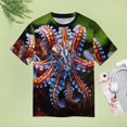 thumbnail image 4 of Octopus in The Mysterious Ocean Women's T-Shirt Short Sleeve T Shirts Tops Tee Ladies Loose T, 4 of 6