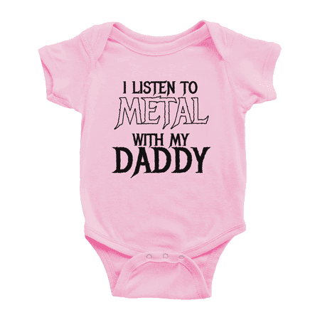 

I Listen to Metal with My Daddy Funny Baby Romper Bodysuits 0-24M