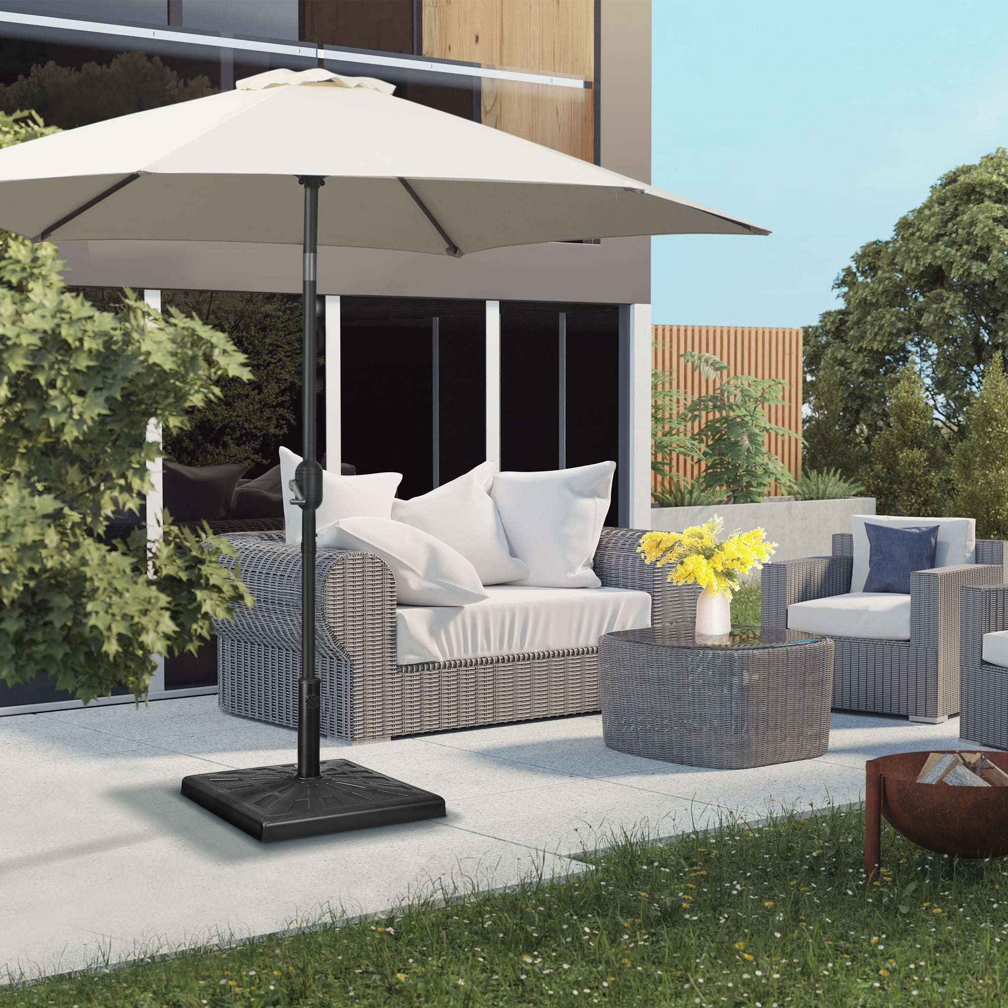 Outsunny 42lbs Resin Patio Umbrella Base 20" Outdoor Umbrella Stand, Black