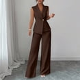 thumbnail image 5 of Stichou Suits 2 Piece Set for Women Sophisticated One Button Blazer Wide Leg Trousers Set Professional 2026 Office Work Casual Solid Outfits Coffee 2XL, 5 of 6
