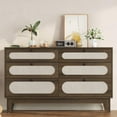 thumbnail image 5 of 52" Wide 6 Different Drawer Double Dresser for Bedroom, Boho Rattan Dresser Ganlly with Charging Station, 5 of 8
