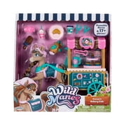 Wild Manes Cocoa's Blue Bakery Caf Cart Playset Articulated Horse Doll with Brush & Play