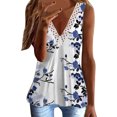 thumbnail image 1 of Tank Top Vestido Tops estampados para mujer, blusa informal sin mangas de Color con cuello, camisas informales de verano, chaleco personalizado con encaje popular en V, camisetas holgadas (Blue, XL), 1 of 6