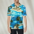 thumbnail image 2 of CCRFTGI Mens Hawaiian Shirt Plus Size Cotton Short Sleeve Polo Shirts Summer Plain Shirts for Men Beach Palm Trees Graphic Button Up Tshirt,Blue XL, 2 of 5