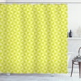 thumbnail image 1 of Green Shower Curtain, Diagonal Squares Divided into Symmetric Triangles in Pastel Shades, Fabric Bathroom Set with Hooks, 69W X 70L Inches, Pale Khaki and Yellow Green, by Ambesonne, 1 of 3