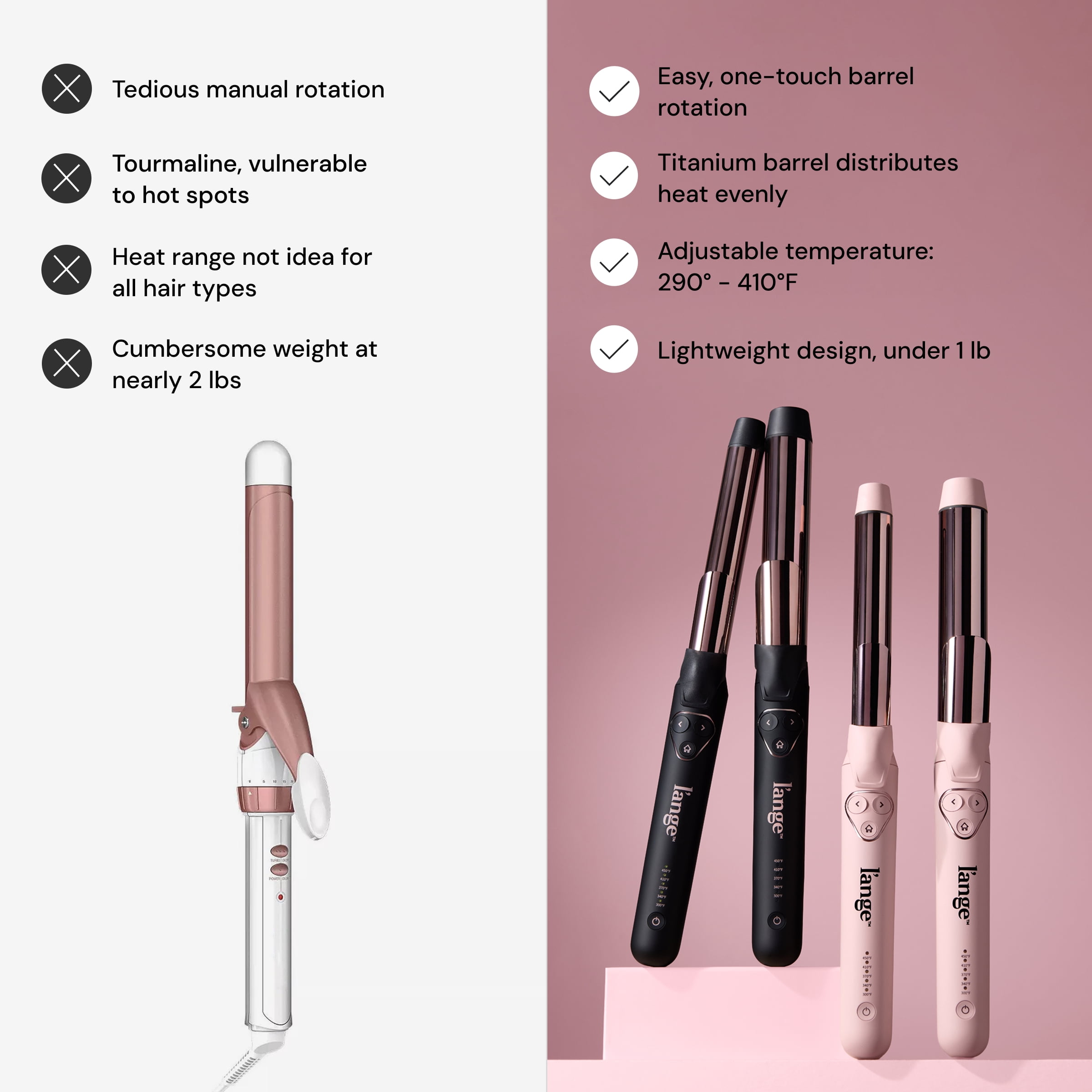 L'ange Hair, Le Pirouette Titanium Rotating Curling Iron, 25mm